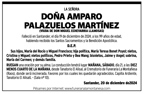 La Señora
Doña Amparo Palazuelos Martínez