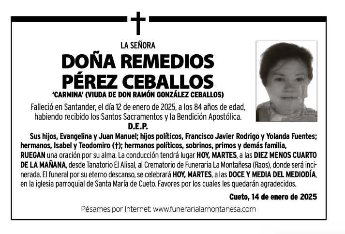 La Señora Doña Remedios Pérez Ceballos