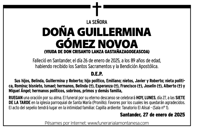 La Señora Doña Guillermina Gómez Novoa