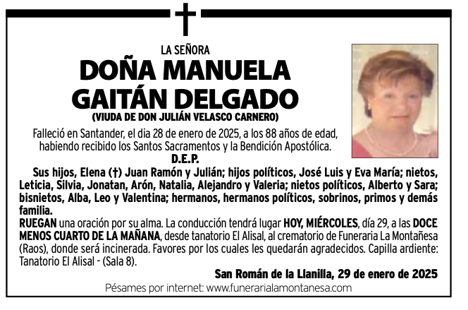 La Señora Doña Manuela Gaitán Delgado