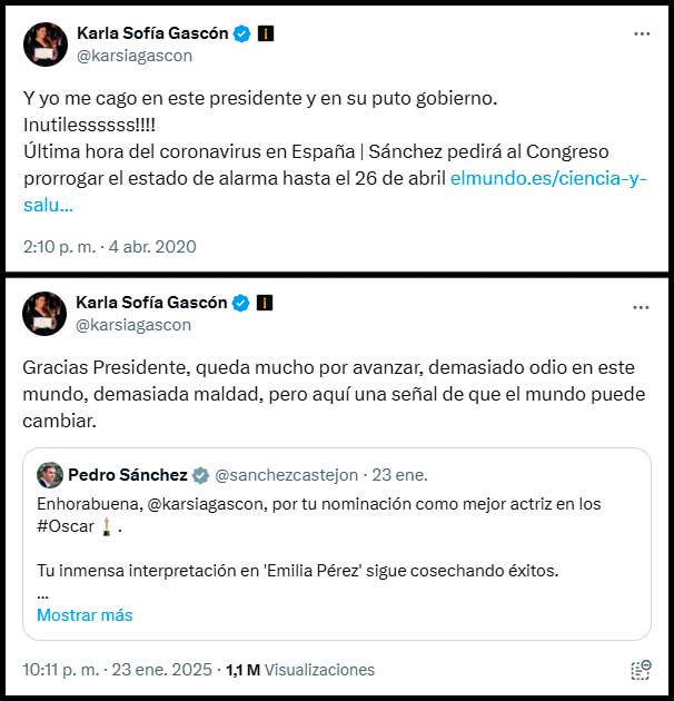 Algunos de los tuits que han salido de la actriz. / RedX