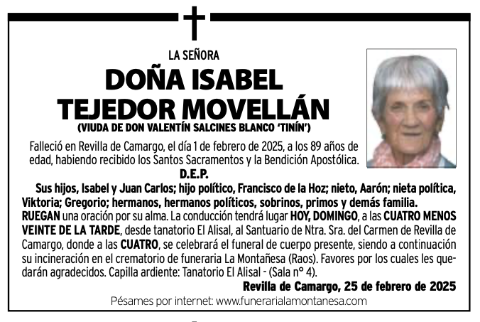 La Señora Doña Isabel Tejedor Movellán