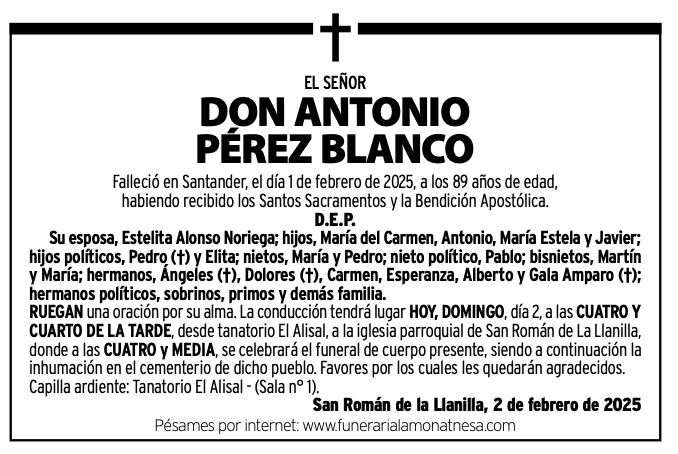 El Señor Don Antonio Pérez Blanco