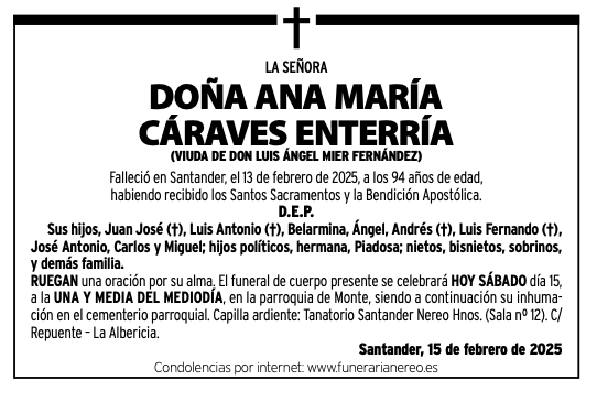 La Señora Doña Ana María Cáraves Enterría