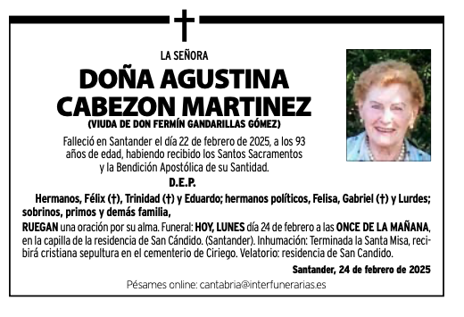 La Señora Doña Agustina Cabezon Martinez