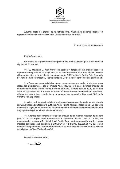 La denuncia del Rey Juan Carlos I.