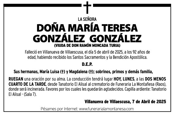 La Señora
Doña María Teresa
González González