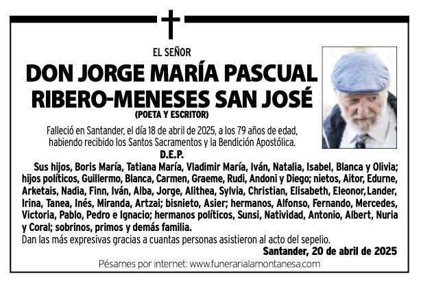 El Señor 
Don Jorge María Pascual Ribero Meneses San José