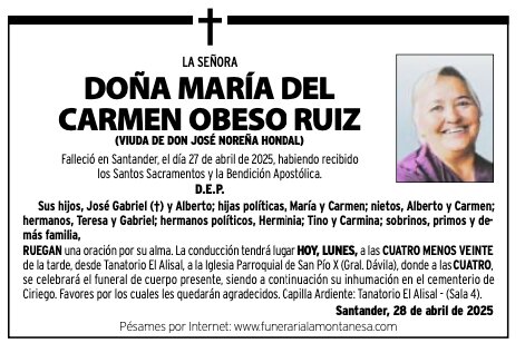 La Señora
Doña María Del Carmen Obeso Ruiz