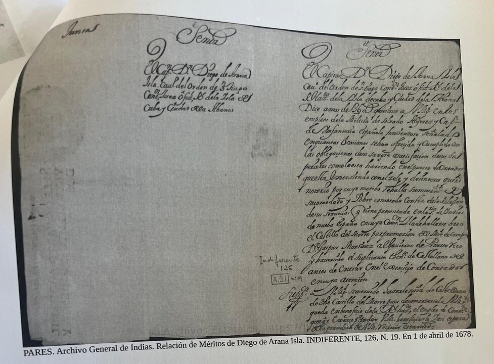 Relación de Méritos de Diego de Arana de Isla (1678), Archivo General de Indias. / A.E