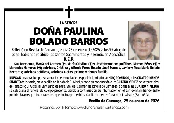 LA SEÑORA
DOÑA PAULINA BOLADO BARROS