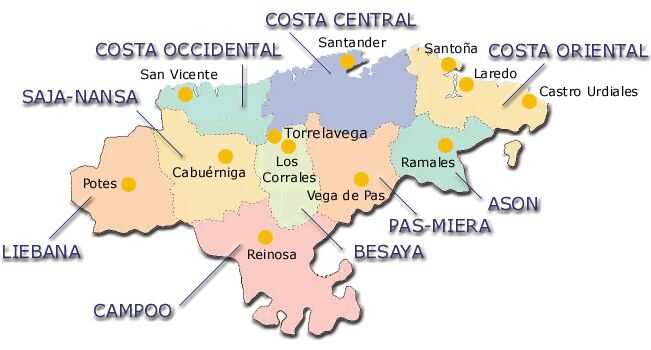 Mapa de Cantabria. / Pinterest